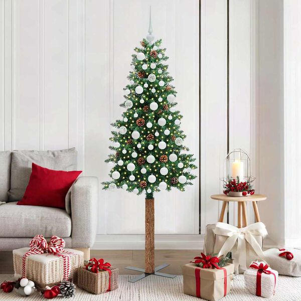 vidaXL &Aacute;rbol de Navidad Delgado con 300 LED con soporte Verde 180 cm