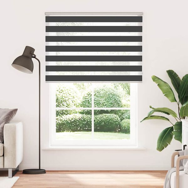 vidaXL Estor cebra negro 160x230 cm tejido ancho 155,9 cm poli&eacute;ster