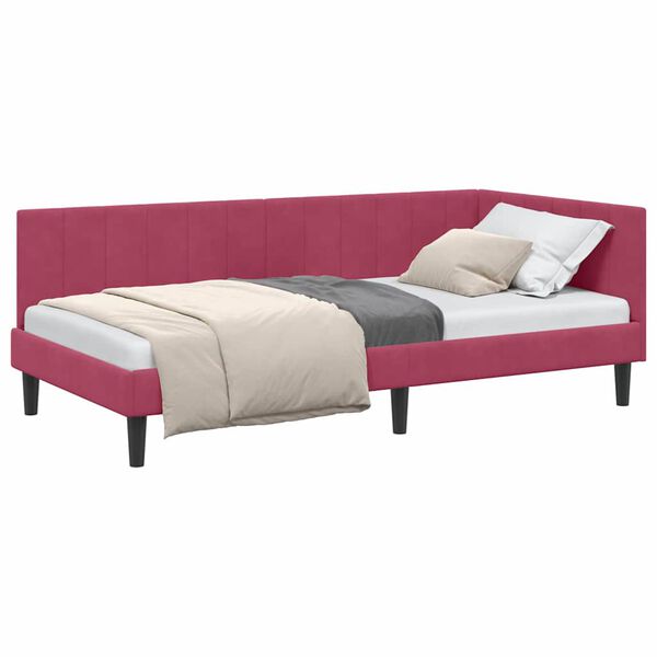 vidaXL Estructura de cama en esquina Rojo vino 100 cm x 200 cm