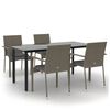 vidaXL Set comedor jard&iacute;n 5 pzas y cojines rat&aacute;n sint&eacute;tico negro gris