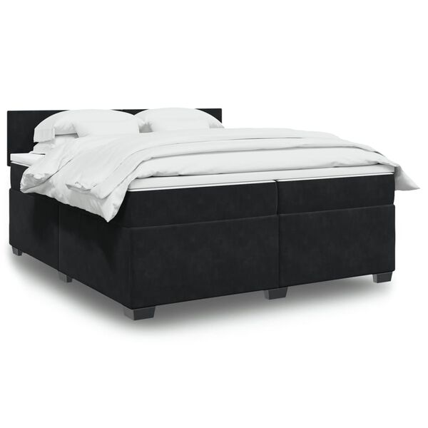 vidaXL Cama box spring con colch&oacute;n terciopelo negro 200x200 cm
