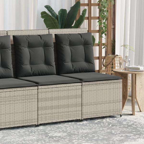 vidaXL Sill&oacute;n reclinable de jard&iacute;n con cojines rat&aacute;n sint&eacute;tico gris