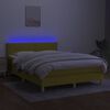 vidaXL Cama box spring colch&oacute;n y luces LED tela verde 140x190 cm