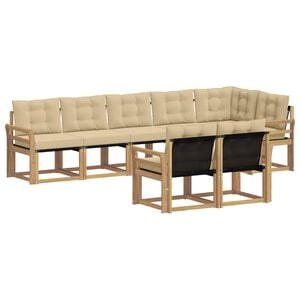 vidaXL Conjunto de sof&aacute;s de exterior con coj&iacute;n 8 pcs y Beige