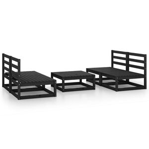 vidaXL Juego de muebles de jard&iacute;n 5 pzas y cojines negro madera pino