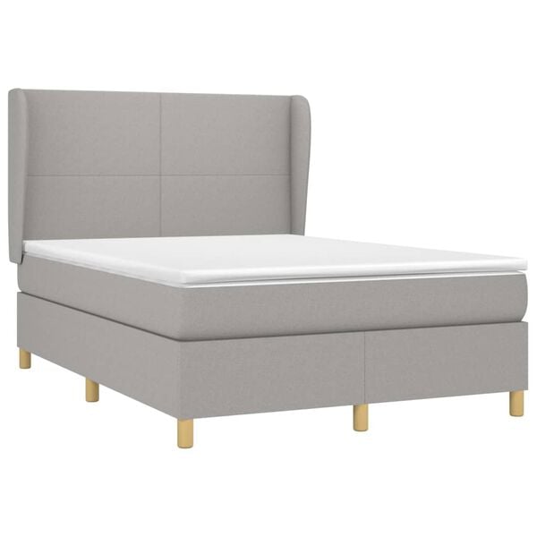 vidaXL Cama box spring con colch&oacute;n tela gris claro 140x200 cm