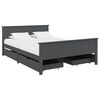 vidaXL Estructura de cama 4 cajones madera pino gris oscuro 160x200 cm