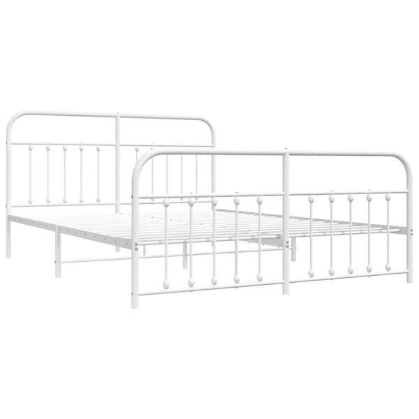 vidaXL Estructura cama sin colch&oacute;n con estribo metal blanco 180x200 cm