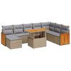 vidaXL Set sof&aacute;s jard&iacute;n y cojines 9 pzas rat&aacute;n sint&eacute;tico acacia beige