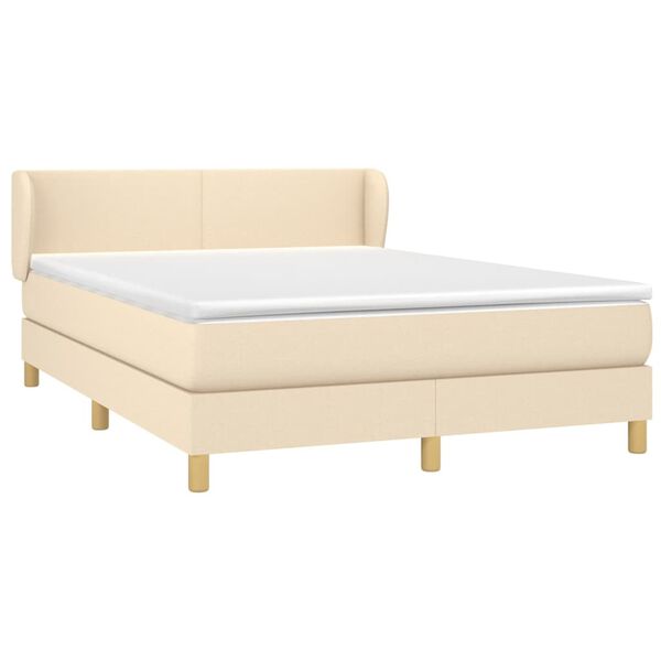 vidaXL Cama box spring con colch&oacute;n tela color crema 140x190 cm