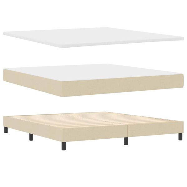 vidaXL Cama tipo Box Spring con colch&oacute;n Crema 180 x 200 cm tela