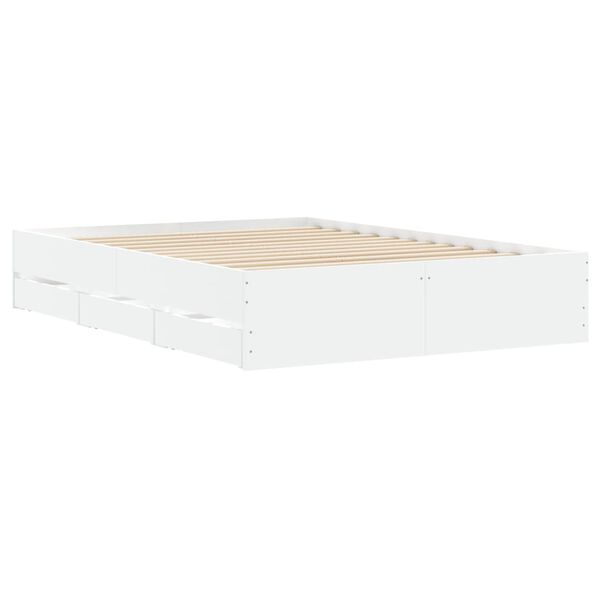 vidaXL Cama con cajones madera de ingenier&iacute;a blanco 120x200 cm