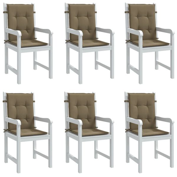 vidaXL Cojines silla respaldo bajo 6 ud tela taupe melange 100x50x4 cm