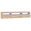 vidaXL Mueble de TV con luces LED roble Sonoma 195x35x40 cm