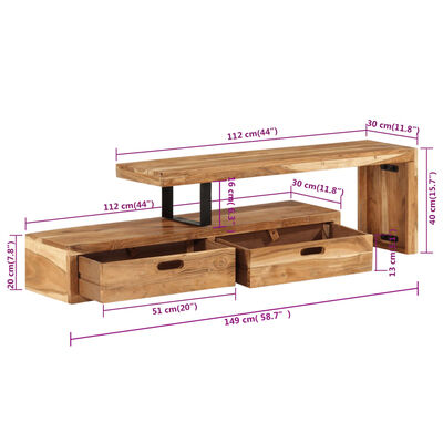 vidaXL Mueble de TV madera maciza de acacia