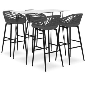 vidaXL Mesa alta y taburetes de bar 5 piezas blanco y gris