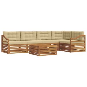 vidaXL Conjunto de sof&aacute;s de exterior con coj&iacute;n 6 pcs Natural y Beige