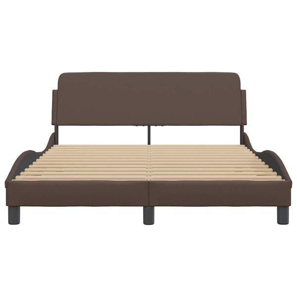 vidaXL Estructura de cama Dover cuero sint&eacute;tico marr&oacute;n 140x200cm
