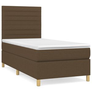 vidaXL Cama box spring con colch&oacute;n tela marr&oacute;n oscuro 80x200 cm