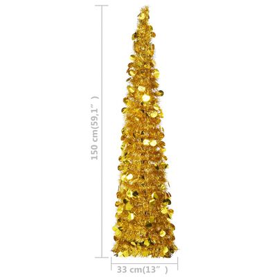 vidaXL Árbol de Navidad artificial emergente PET dorado 150 cm