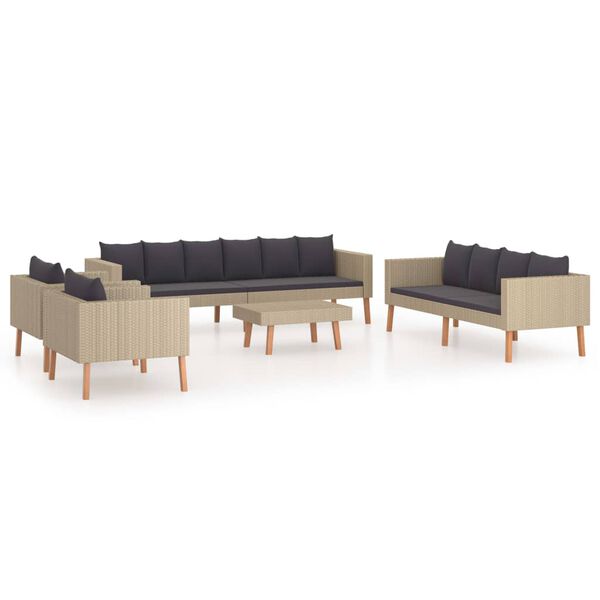 vidaXL Set de muebles de jard&iacute;n 5 pzas y cojines rat&aacute;n sint&eacute;tico beige