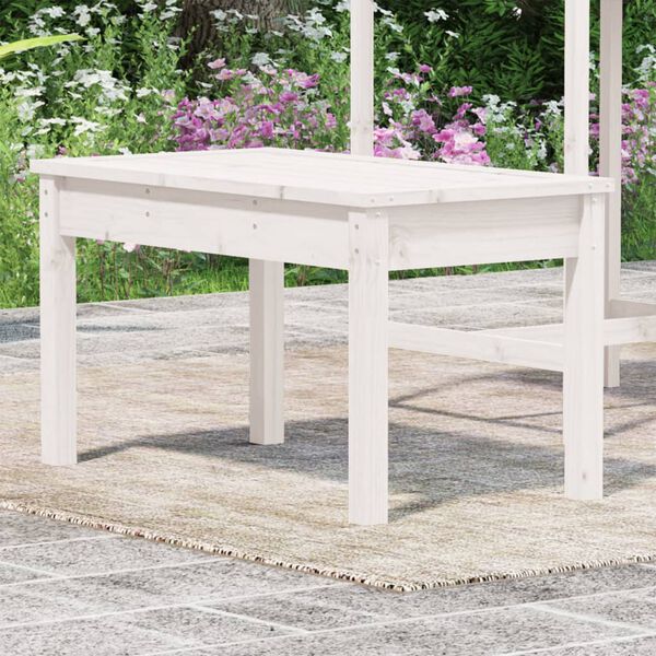 vidaXL Banco de jard&iacute;n madera maciza pino blanco 80x44x45 cm