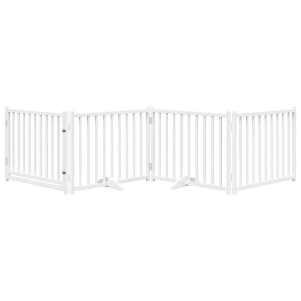 vidaXL Puerta de perros plegable 4 paneles madera abeto blanco 320 cm
