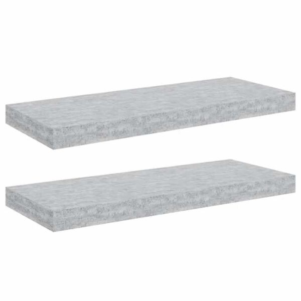 vidaXL Estantes flotantes pared 2 uds MDF gris hormigón 60x23,5x3,8 cm