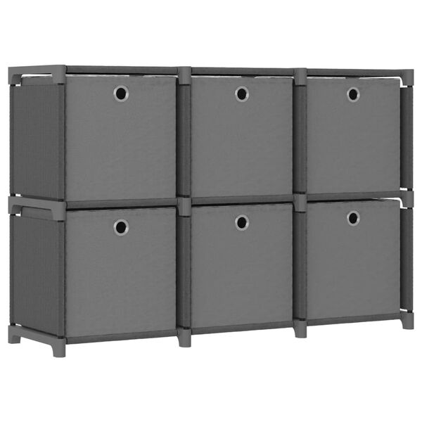 vidaXL Estantería de 6 cubos con cajas de tela gris 103x30x72,5 cm