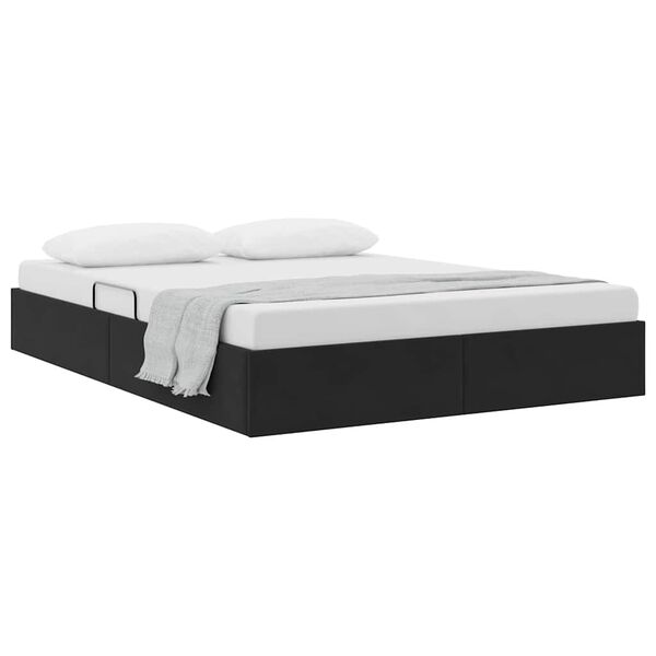 vidaXL Cama con almacenamiento Negro 135 x 190 cm Terciopelo