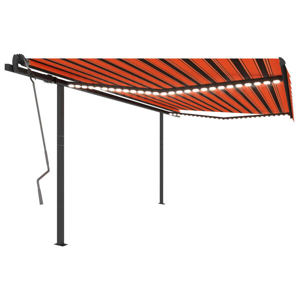 vidaXL Toldo autom&aacute;tico LED sensor de viento naranja y marr&oacute;n 4,5x3 m