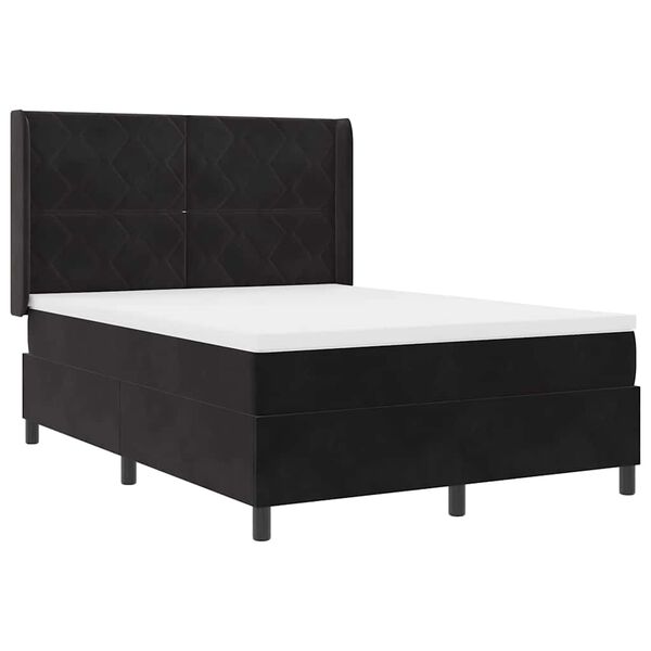 vidaXL Cama tipo Box Spring con colch&oacute;n Negro 140 x 200 cm Terciopelo