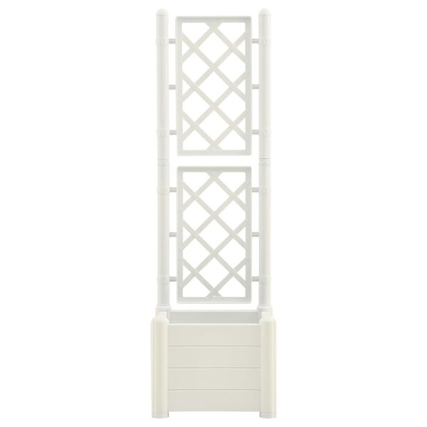 vidaXL Jardinera con enrejado PP blanco 43x43x142 cm