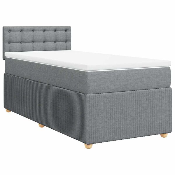 vidaXL Cama box spring con colch&oacute;n tela gris claro 80x200 cm