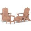 vidaXL Sillas de jard&iacute;n Adirondack con reposapi&eacute;s y mesa HDPE marr&oacute;n