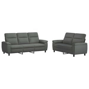 vidaXL Juego de Sof&aacute; 2 pcs Gris oscuro Tela