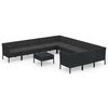 vidaXL Set de muebles de jard&iacute;n 12 pzas cojines rat&aacute;n sint&eacute;tico negro
