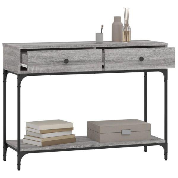 vidaXL Mesa consola madera de ingenier&iacute;a gris Sonoma 100x34,5x75 cm