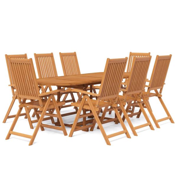vidaXL Juego de comedor para jard&iacute;n 9 piezas madera maciza de acacia 160-240 cm