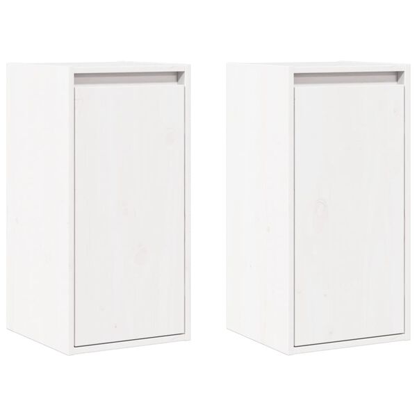 vidaXL Armario de pared 2 uds madera maciza de pino blanco 30x30x60 cm