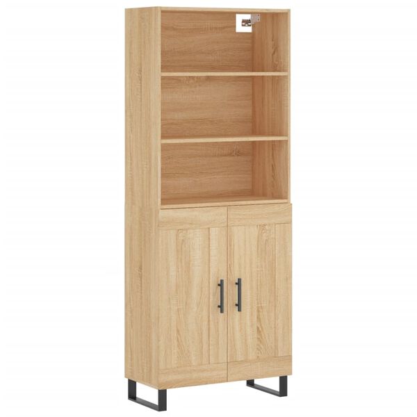 vidaXL Aparador alto madera contrachapada color roble 69,5x34x180 cm
