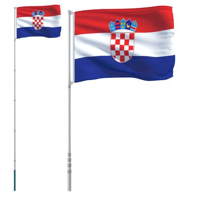 vidaXL Mástil y bandera de Croacia aluminio 5,55 m