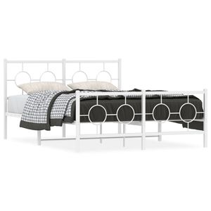 vidaXL Estructura cama sin colch&oacute;n con estribo metal blanco 135x190 cm