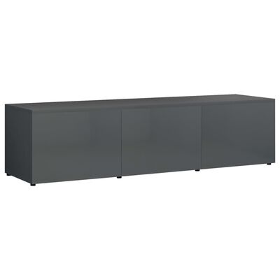 vidaXL Mueble para TV madera contrachapada gris brillante 120x34x30 cm