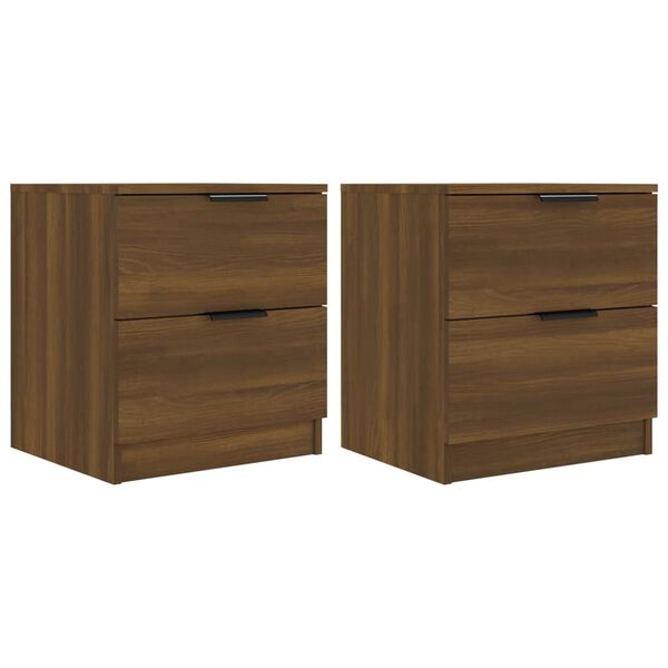 vidaXL Mesitas de noche 2 uds madera contrachapada color roble marrón