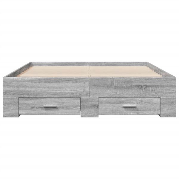vidaXL Cama con cajones madera ingenier&iacute;a gris Sonoma 120x200 cm