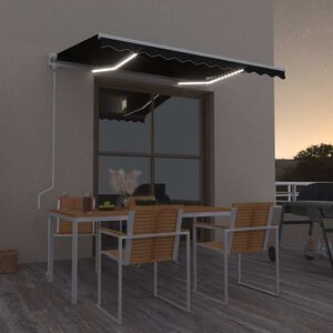 vidaXL Toldo autom&aacute;tico LED sensor de viento gris antracita 300x250 cm