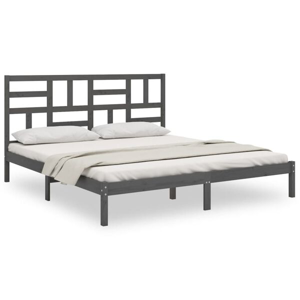 vidaXL Estructura de cama sin colchón madera maciza gris 200x200 cm