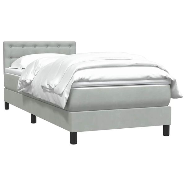 vidaXL Cama box spring con colch&oacute;n terciopelo gris claro 100x220 cm