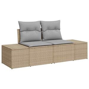 vidaXL Sof&aacute; de jard&iacute;n con coj&iacute;n Beige 184 x 62 x 69 cm rat&aacute;n sint&eacute;tico